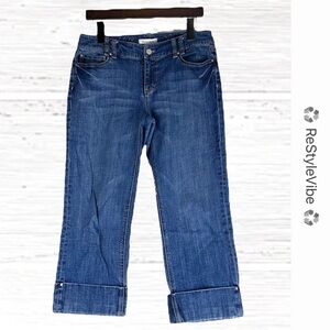 WHITE HOUSE BLACK MARKET Women’s Size 6 Denim Jean Capri Cuffed Mid Rise Stretch